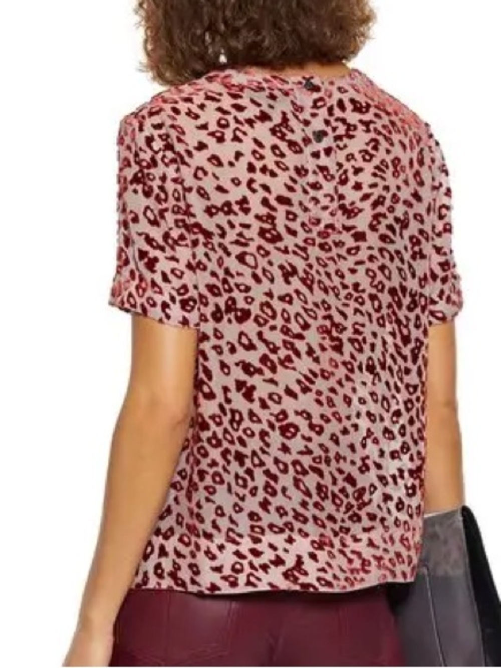 Rag & Bone GIA Animal-Print Velvet Burnout Tee in pink and red (T3) - Picture 3 of 8